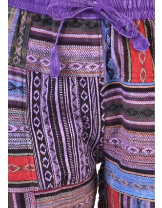 Unisex tibetské patchworkové kalhoty, fialové