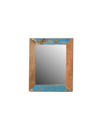 Zrcadlo v rámu, antik, teak, 27x33x2cm