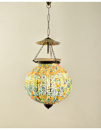 Skleněná mozaiková lampa, multibarevná, ruční práce, průměr 30cm, výška 30cm