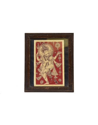 Antik obraz v dřevěném rámu, Ganeš, 25x30cm