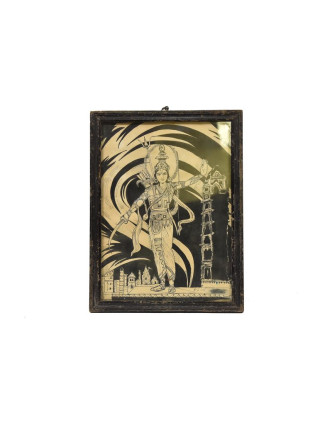 Antik obraz v dřevěném rámu, Šiva, 27x36cm