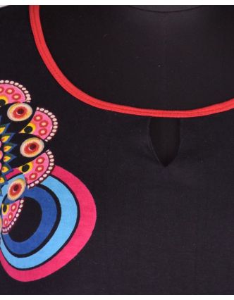 Černé šaty bez rukávu "Camilla" s barevnými mandalami
