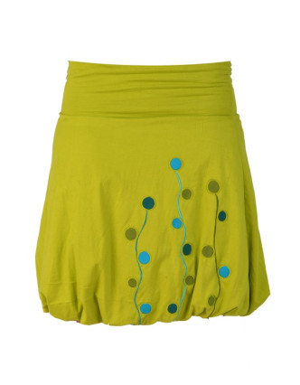 Sukně, balonová, krátká, zelená, kruhový design s výšivkou, elastický pas