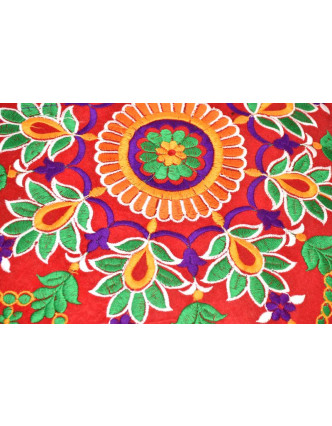 Meditační polštář, ručně vyšívaný Kashmir Floral Design, kulatý 40x12cm