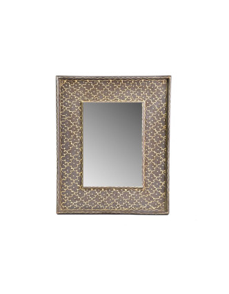 Malé zrcadlo v rámu z recyklovaného teakového dřeva, 22x28x2 cm