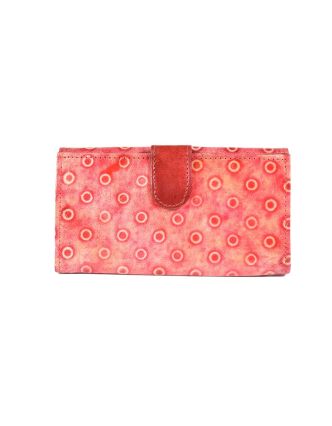 Peněženka, design "dots", malovaná kůže,červená, 10x20cm