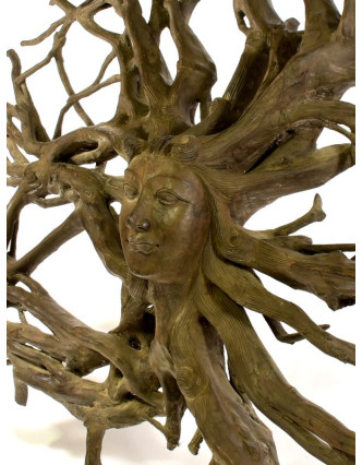 Dřevěná hlava Déví z kořene rambutanu, 160x150cm