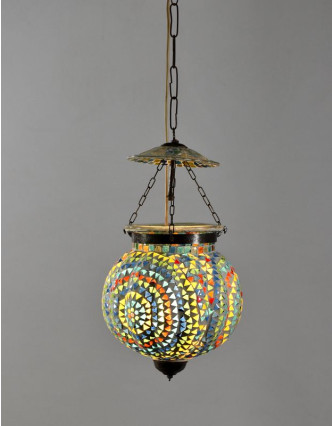 Skleněná mozaiková lampa, multibarevná, ruční práce, průměr 25cm, výška 25cm