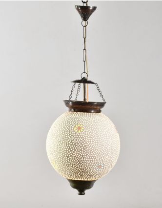 Kulatá skleněná mozaiková lampa, ruční práce, 28x34cm