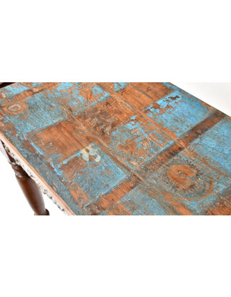 Starý konzolový stolek zdobený ruční řezbou, 133x48x74cm