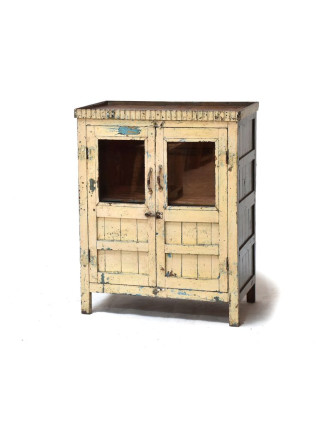 Prosklená skříňka z antik teakového dřeva, 77x43x97cm