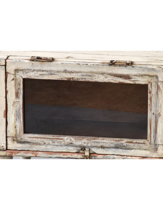 Prosklená skříňka z antik teakového dřeva, 38x31x37cm