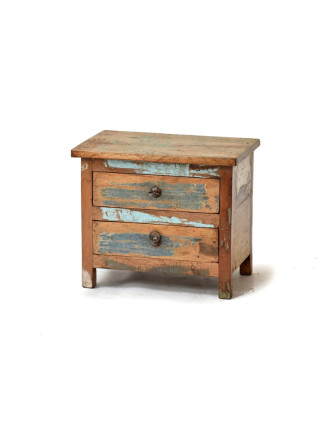 Malá komodka/noční stolek z antik teakového dřeva, 45x29x39cm