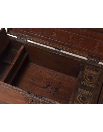 Stará dřevěná truhlička z teakového dřeva, 49x26x25cm