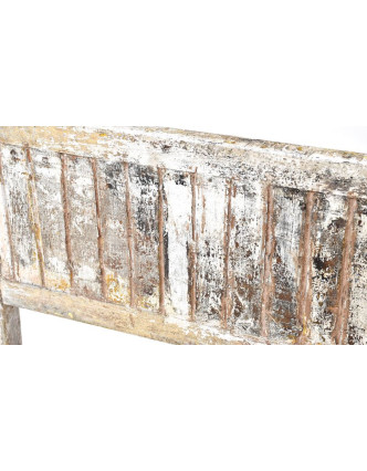 Stará teaková lavice, bílý patina, 100x40x91cm