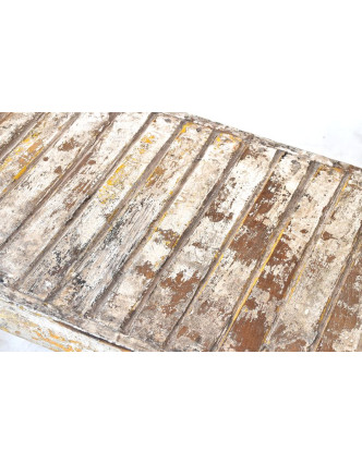 Stará teaková lavice, bílý patina, 100x40x91cm
