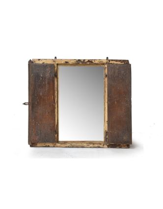 Zrcadlo ve staré okenici z teaku, 94x5x86cm