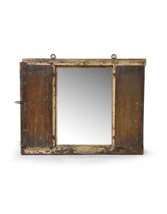 Zrcadlo ve staré okenici z teaku, 120x5x94cm
