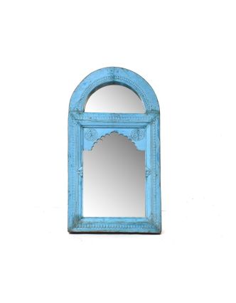Zrcadlo ve starém rámu z mangového dřeva, ručně vyřezávaném, 67x9x121cm