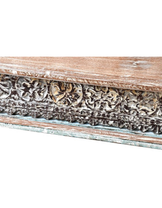 Konferenční stolek z antik teakového a mangového dřeva, ruční řezby, 139x76x46cm