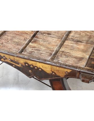 Konferenční stolek vyrobený ze starého povozu, teak, 100x100x39cm