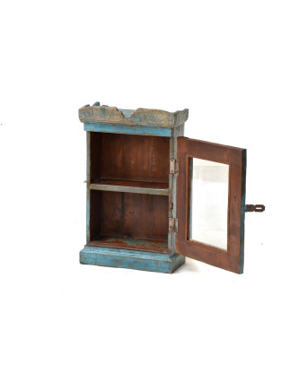 Prosklená skříňka z antik teakového dřeva, 35x16x58cm