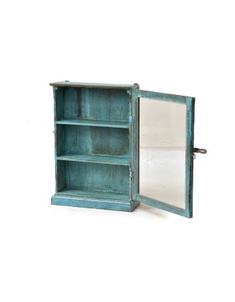 Prosklená skříňka z antik teakového dřeva, 48x18x71cm