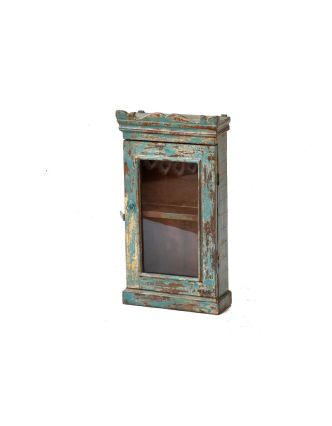 Prosklená skříňka z antik teakového dřeva, 39x16x71cm