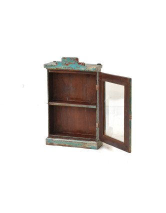Prosklená skříňka z antik teakového dřeva, 42x16x71cm