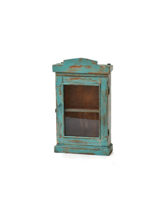 Prosklená skříňka z antik teakového dřeva, 42x17x72cm