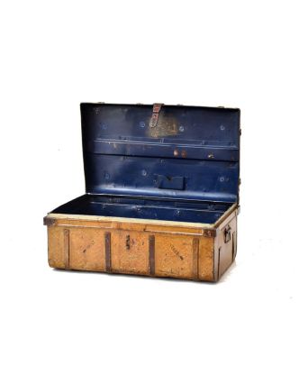 Plechový kufr, antik, žlutý, 75x45x32cm