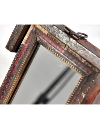 Šperkovnice se zrcadlem z antik teakového dřeva, 15x18x11cm