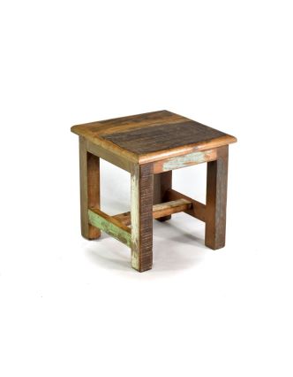 Stolička z antik teakového dřeva, "GOA" styl, 30x30x30cm