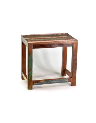 Stolička z antik teakového dřeva v "Goa" stylu, 44x30x43cm