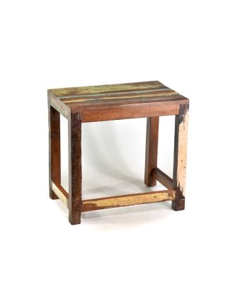 Stolička z antik teakového dřeva v "Goa" stylu, 44x30x43cm