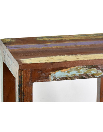 Stolička z antik teakového dřeva v "Goa" stylu, 34x27x36cm