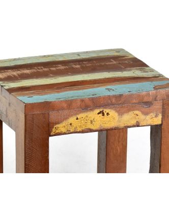 Stolička z antik teakového dřeva v "Goa" stylu, 26x24x30cm