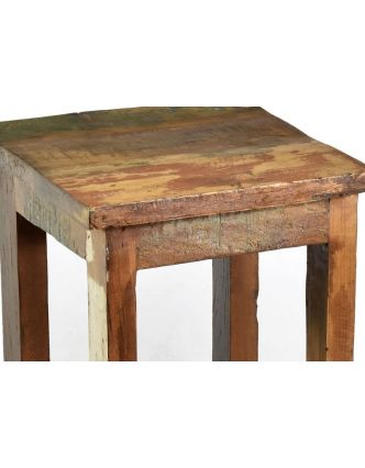 Stolička z antik teakového dřeva v "Goa" stylu, 25x25x35cm