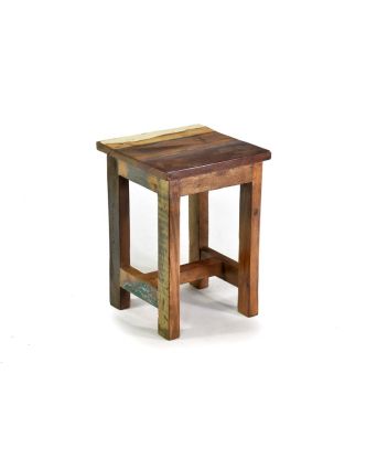 Stolička z antik teakového dřeva v "Goa" stylu, 25x25x35cm