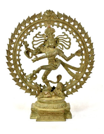 Tančící Šiva, mosazná soška, antik patina, 54cm