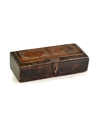 Stará dřevěná truhlička z teakového dřeva, 30x17x9cm