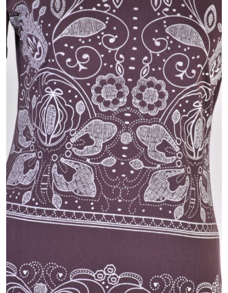 Fialové šaty s krátkým rukávem, potisk floral