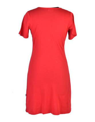 Červené šaty s krátkým rukávem, potisk floral