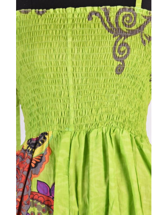 Dlouhé zelené šaty naramínka "Flower " žabičkování
