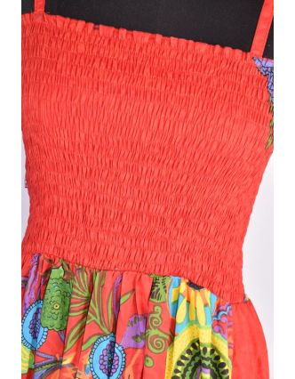 Dlouhé červené šaty naramínka "Flower " žabičkování