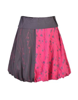 Krátká balonová sukně, šedo-růžová, elastický pas