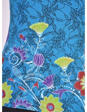 Tyrkysové tílko s potiskem, Lace design, barevné květiny