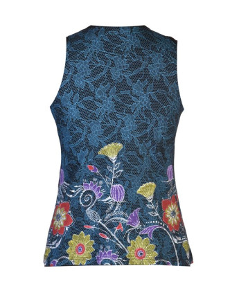 Černo-modré tílko s potiskem, Lace design, barevné květiny