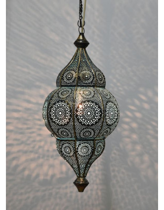Mosazná lampa v orientálním stylu s jemným vzorem, ruční práce, 50x25cm