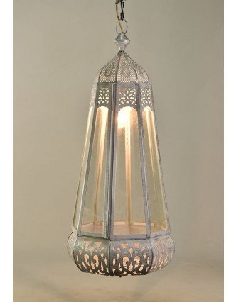 Mosazná lampa v orientálním stylu s jemným vzorem, ruční práce, 80x38cm